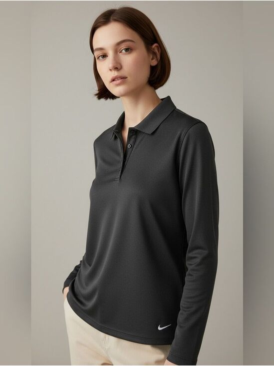 Nike Tops - NWT-Nike Women's Long-Sleeve APolo Top - Black #LS10